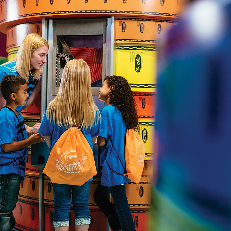 Campers on a field trip to Crayola Experience